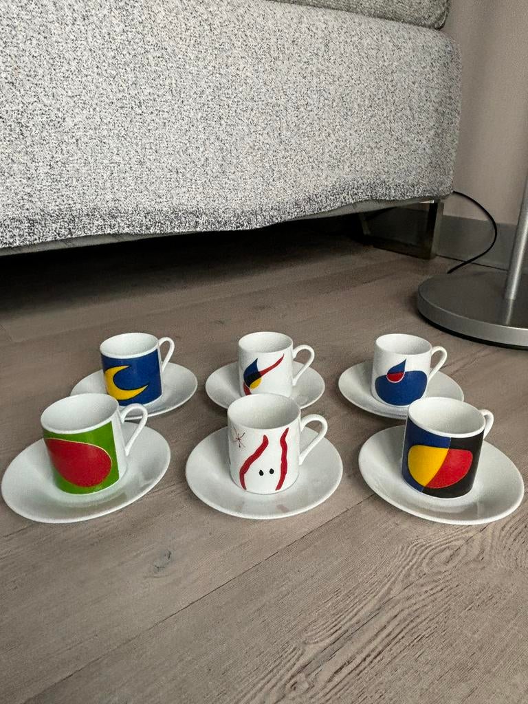 Joan Miró-espressoset - 6 kopjes/schoteltjes, Barcelona '99, Huis en Inrichting, Onb, Ophalen of Verzenden, Onb, Onb