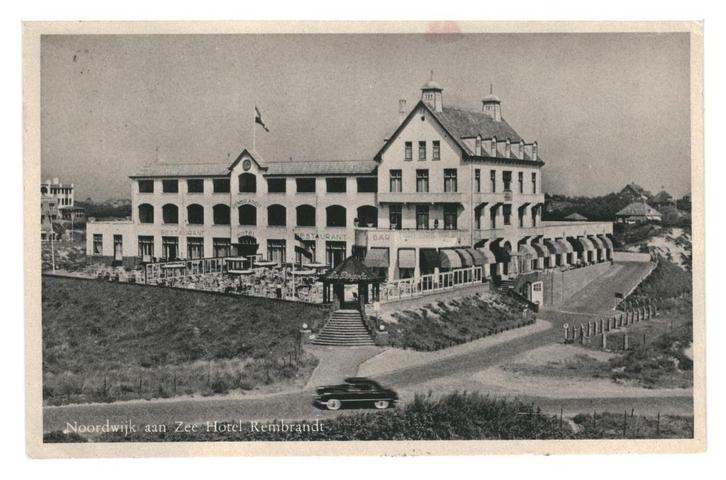 975857 Noordwijk aan Zee ZH 1955 Hotel Rembrandt Gelopen, Verzamelen, Ansichtkaarten | Nederland, Gelopen, Zuid-Holland, 1940 tot 1960