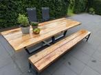 Stoere eikenhouten tuintafel 3m, Tuin en Terras, Tuintafels, Ophalen, Zo goed als nieuw, Rechthoekig, Hout
