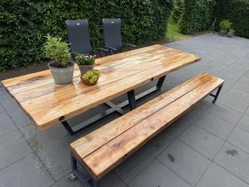 Stoere eikenhouten tuintafel 3m  beschikbaar voor biedingen