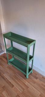 Mooie groene trolley voor keuken of badkamer, side table, Ophalen, Kunststof, 50 tot 100 cm, Minder dan 25 cm