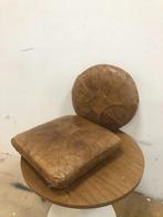 Vintage set patchwork kussens in bruin mocha leer - vierkant, Ophalen of Verzenden, Zo goed als nieuw, Bruin, Overige vormen