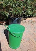 Vintage retro groene zinken afvalemmer Tietjerksteradeel, Tuin en Terras, Bloembakken en Plantenbakken, Ophalen of Verzenden, Gebruikt