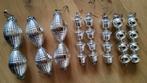 8 Oude retro zilveren glazen kerstballen pegels kersthangers, Ophalen of Verzenden
