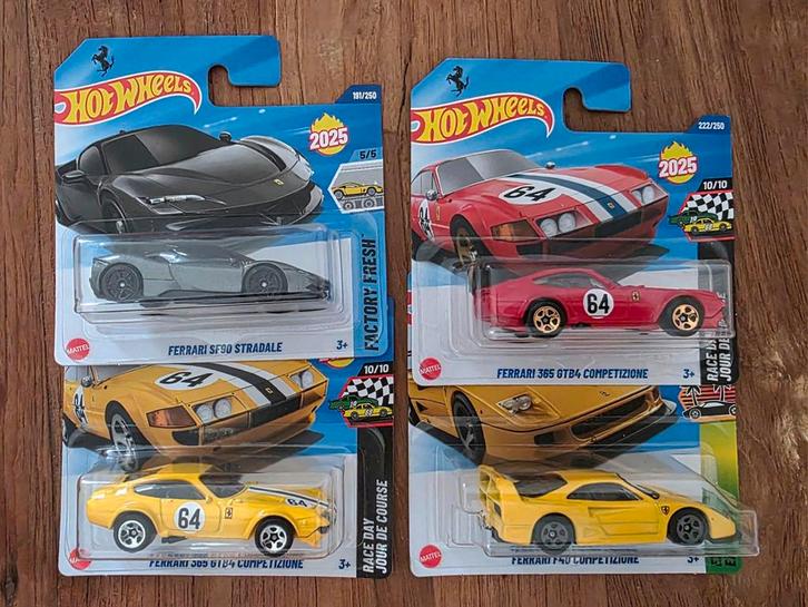 Hot Wheels Ferrari Set - 4 Auto's!, Hobby en Vrije tijd, Modelauto's | Overige schalen, Ophalen of Verzenden