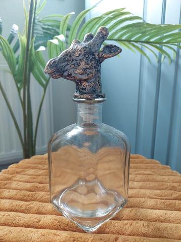 Glazen Karaf met Giraffe Dop - Zeer Apart! beschikbaar voor biedingen