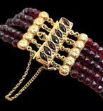 Antiek Granaat & Gouden Armband 5 Rijen Granaat steentjes, Sieraden, Tassen en Uiterlijk, Antieke sieraden, Verzenden, Goud, Armband