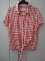 Bershka rood/wit ruitblouse maat S, kapmouwtjes, 3 strikjes, Bershka, Ophalen of Verzenden, Gedragen, Rood