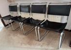 4 Mart Stam S33 buisframe zwart leer stoelen, Huis en Inrichting, Stoelen, Ophalen, Gebruikt, Bauhaus, Zwart