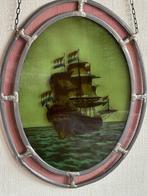 Glas in lood afbeelding 17e eeuws schip, Antiek en Kunst, Antiek | Glas en Kristal, Ophalen of Verzenden