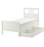 Mooi eenpersoonsbed. Lattenbodem, bedframe en opberglades, Ophalen, 90 cm, Eenpersoons, Wit