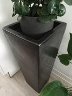 Set van 2 Antraciet grijze binnen/buiten bloempotten, Ophalen, 40 cm of meer, Vierkant, Tuin