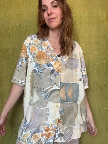 Vintage blouse / shirt - print - oversized - 90s - 42/XL beschikbaar voor biedingen