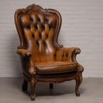 Barok leren stoel Queen Anne stijl, 2 stuks, Antiek en Kunst, Ophalen