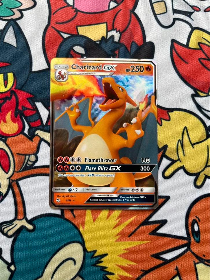 Charizard Gx 9/68, Hobby en Vrije tijd, Verzamelkaartspellen | Pokémon, Zo goed als nieuw, Losse kaart, Foil, Verzenden