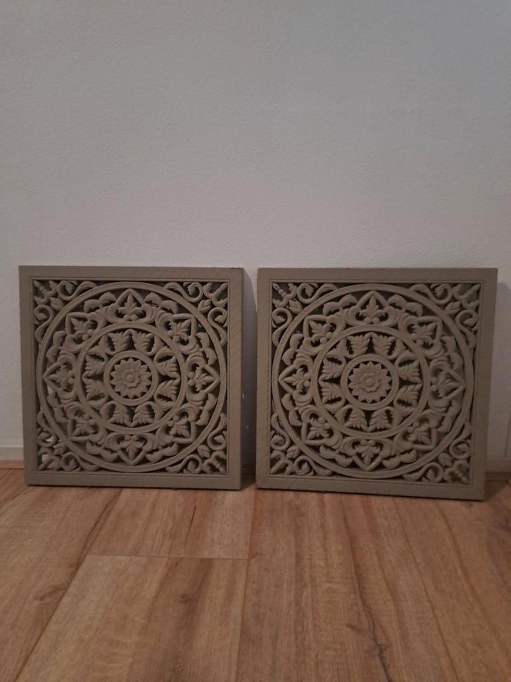 Wandpanelen Set - Oosters Bloemmotief - 2 stuks, Huis en Inrichting, Woonaccessoires | Wanddecoraties, Zo goed als nieuw, Ophalen