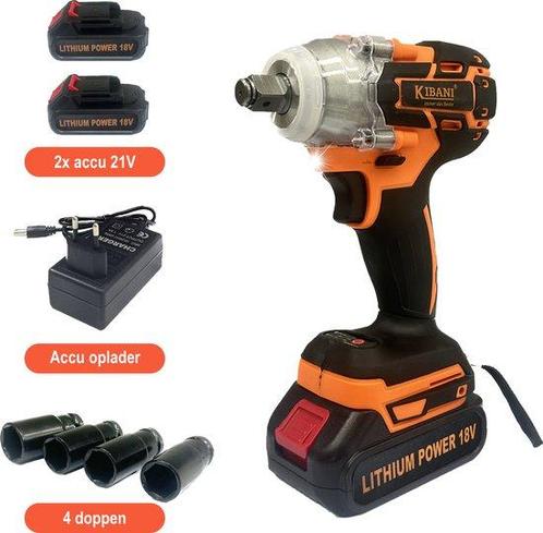 Kibani Accu Slagmoersleutel 18V - incl. 2 accu's, Tuin en Terras, Hand-tuingereedschap