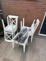 5x IKEA Eetkamerstoelen Wit + Kussens, Ophalen, Gebruikt, Wit, Vijf, Zes of meer stoelen