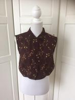 Dona Pierce vintage korte aubergine bloemen blouse top M, Kleding | Dames, Blouses en Tunieken, Maat 38/40 (M), Bruin, Ophalen of Verzenden