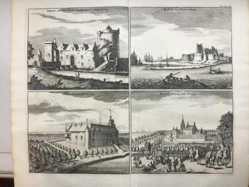 Zeeland Walcheren, vier kastelen, 1696, Antiek en Kunst, Kunst | Etsen en Gravures, Verzenden
