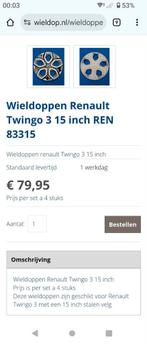 Wieldoppen 15' (4x) Renault Twingo ZGAN!!!, Auto diversen, Wieldoppen, Ophalen of Verzenden, Zo goed als nieuw