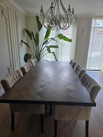 Zeer mooie eettafel met zes of acht stoelen beschikbaar voor biedingen