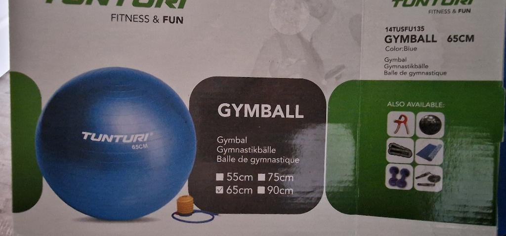 Tunturi yogabal zwangerschapsbal fitnessbal 65cm incl pomp, Ophalen of Verzenden, Zo goed als nieuw, Benen, Fitnessbal