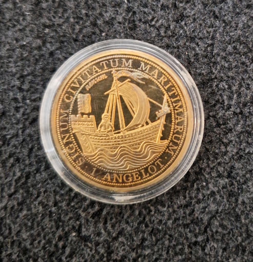 herdenkingsmunt Zwolle, 1 Angelot 1980 Zwolle :

1980 , Ophalen of Verzenden, Overige landen, Losse munt