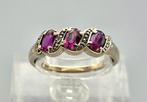 Gouden Vintage ring edelsteen robijn en diamant. 2025/698., ., Ophalen of Verzenden, Zo goed als nieuw, Met edelsteen