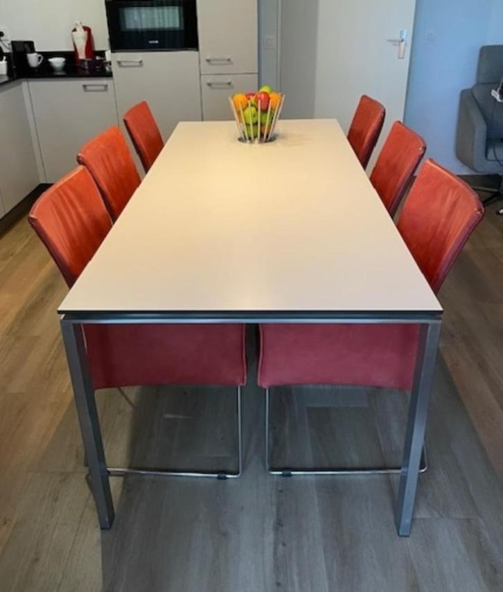 Design eethoek met 6 stoelen, Huis en Inrichting, Complete eetkamers, Gebruikt, 4 tot 6 stoelen, Ophalen