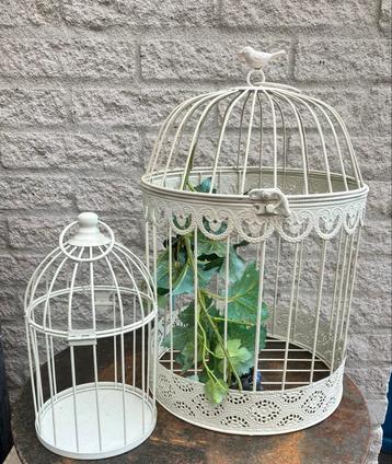 2 Brocante Vogelkooitjes - Decoratief beschikbaar voor biedingen