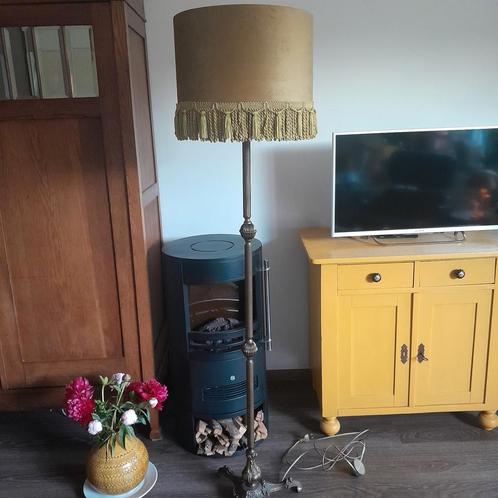 Vloerlamp vintage retro koper goud fluweel franje, Huis en Inrichting, Lampen | Vloerlampen, Nieuw, 150 tot 200 cm, Ophalen of Verzenden