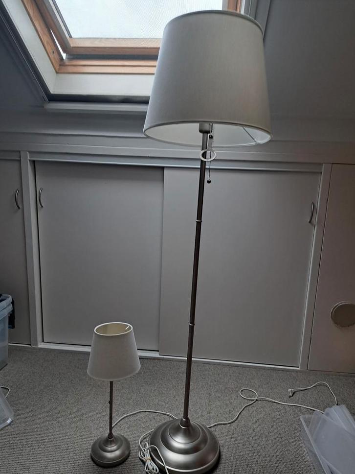 IKEA Staande Lampen Set met Tafellamp, Huis en Inrichting, Lampen | Vloerlampen, Gebruikt, 150 tot 200 cm, Metaal, Stof, Ophalen