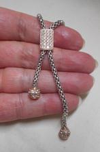 Zilveren bicolor collier ketting met steentjes nr.1231, Met hanger, Overige kleuren, Verzenden, Zo goed als nieuw