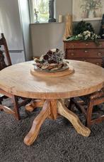 Ronde Eiken Tafel massief., Huis en Inrichting, Tafels | Eettafels, Gebruikt, Rond, Ophalen of Verzenden, 100 tot 150 cm