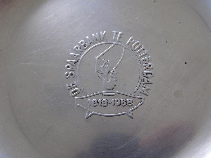 De Spaarbank te Rotterdam, 1818-1968; RVS Schaaltje / bakje, Verzamelen, Merken en Reclamevoorwerpen, Gebruikt, Gebruiksvoorwerp