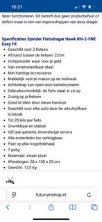 Spinder hawk fietsendrager, Ophalen, Gebruikt, Trekhaakdrager