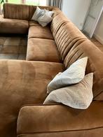 Cognac suede U-bank - Stijlvolle hoekbank, Huis en Inrichting, Ophalen, Gebruikt, Hoekbank, Stof