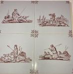 4 Tegels Mangaan decor Ossekop hoekmotief PPSTK, Verzenden