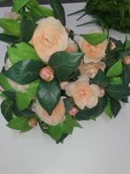 Kunst Rozen Bosje met Groen - Perzik Kleur, Ophalen of Verzenden, Nieuw, Binnen