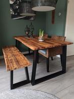 Boomstamtafel + bankje, Huis en Inrichting, Tafels | Eettafels, Ophalen, Gebruikt, 50 tot 100 cm, 150 tot 200 cm