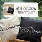 Moet&Chandon XL Linnen Kussens 50 CM., Huis en Inrichting, Woonaccessoires | Kussens, Ophalen of Verzenden, Nieuw, Zwart, Vierkant