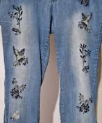 Jeans met borduursels maat 46, Kleding | Dames, Spijkerbroeken en Jeans, Gedragen, Overige jeansmaten, Blauw, Rainbow