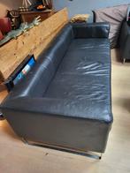 Leren bank met metalen poten, Huis en Inrichting, Banken | Sofa's en Chaises Longues, Ophalen, 75 tot 100 cm, Driepersoons, 200 tot 250 cm