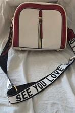 Trendy Schoudertas Wit/Rood 'SEE YOU LOVE' Band, Ophalen of Verzenden, Nieuw, Wit, Schoudertasje