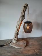 Landelijk staand lampje van drijfhout, Stoer sober robuust landelijk drijfhout, Nieuw, Ophalen of Verzenden, Minder dan 50 cm