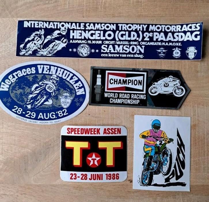 Vintage Motorrace Stickers - Hengelo, Assen, Venhuizen, Ophalen of Verzenden, Zo goed als nieuw, Auto of Motor