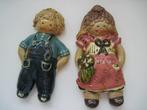Twee vintage keramische beeldjes van kinderen/koppel, Verzenden, Gebruikt