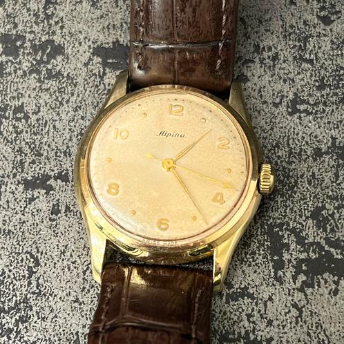 Gouden 14k alpina horloge heren opwind uurwerk, Sieraden, Tassen en Uiterlijk, Armbanden, Zo goed als nieuw, Goud, Ophalen of Verzenden