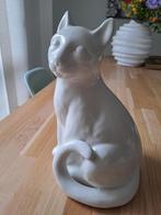 Vintage beeld poes jaren 80 wit keramiek, Ophalen of Verzenden, Zo goed als nieuw, Dier